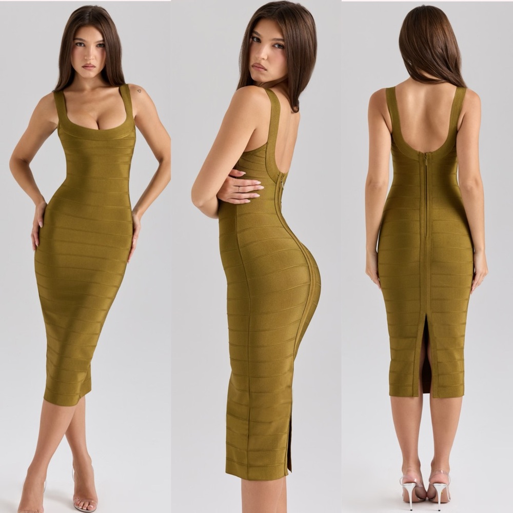 House of CB THE OG Olive Midi Bandage Dress, Size S